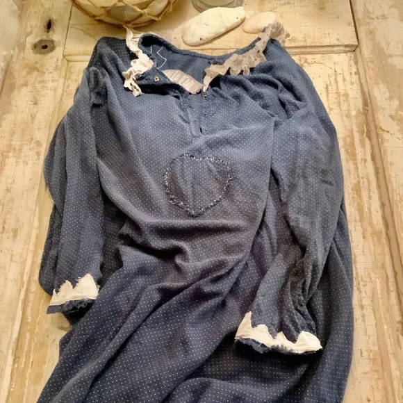 NWOT Magnolia Pearl, Navy dot Eudora Dress. Pristine - Picture 4 of 12